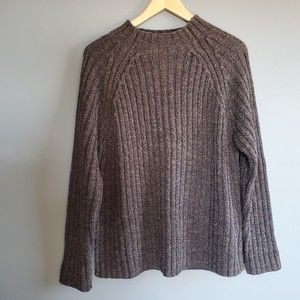 Express Tricot Wool Knit Vintage Sweater Sz Large Dark Gray Mock Neck Pullover